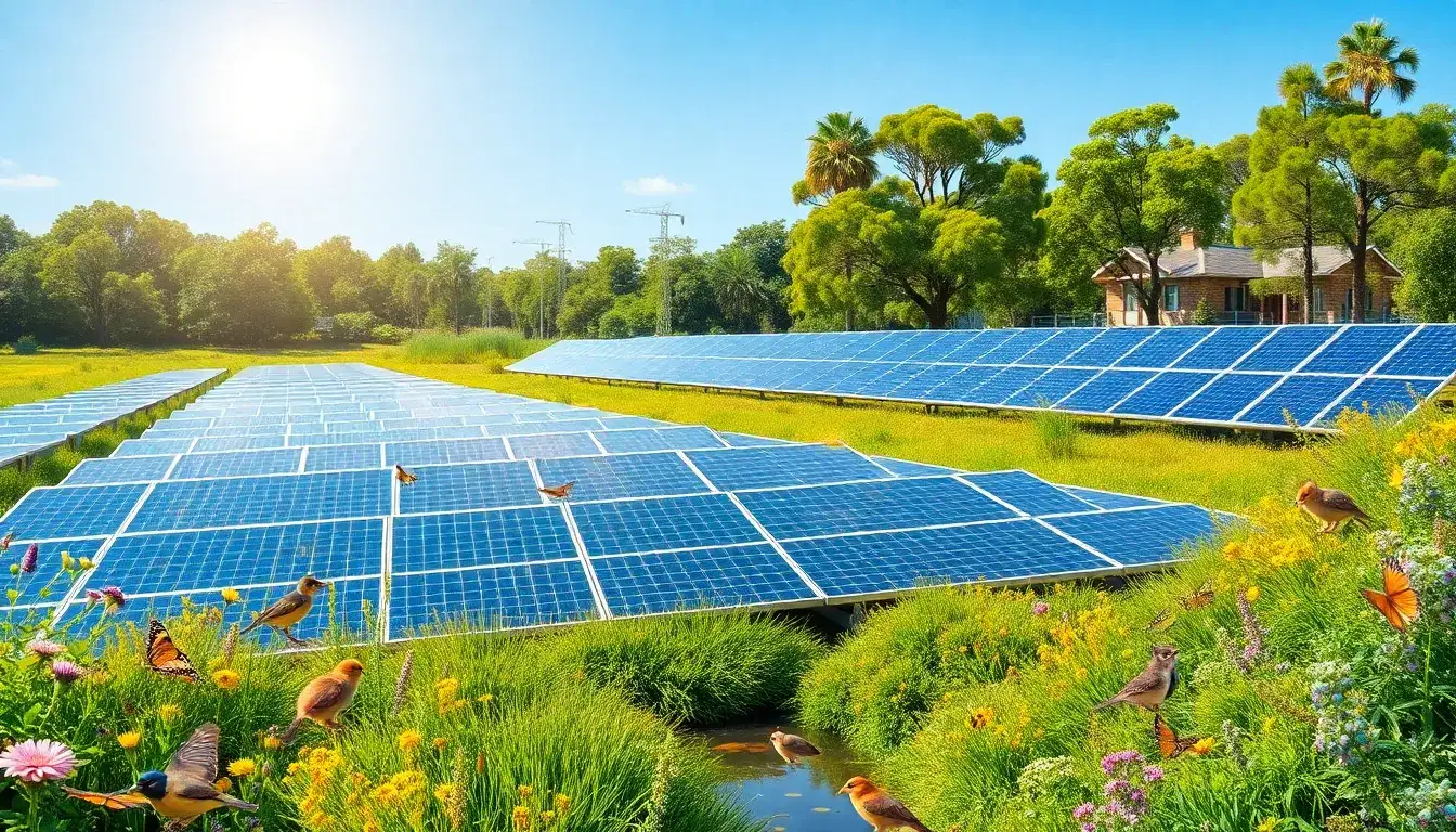 How do solar farms contribute to biodiversity and ecosystem health
