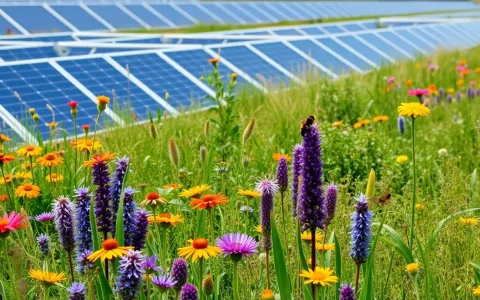 What types of native plants are typically planted in solar farms to enhance biodiversity