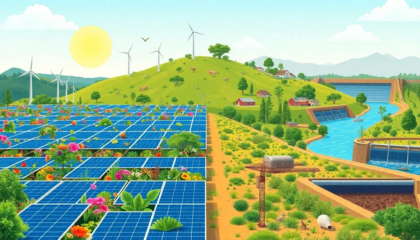 How do solar farms compare to other renewable energy sources in terms of biodiversity benefits