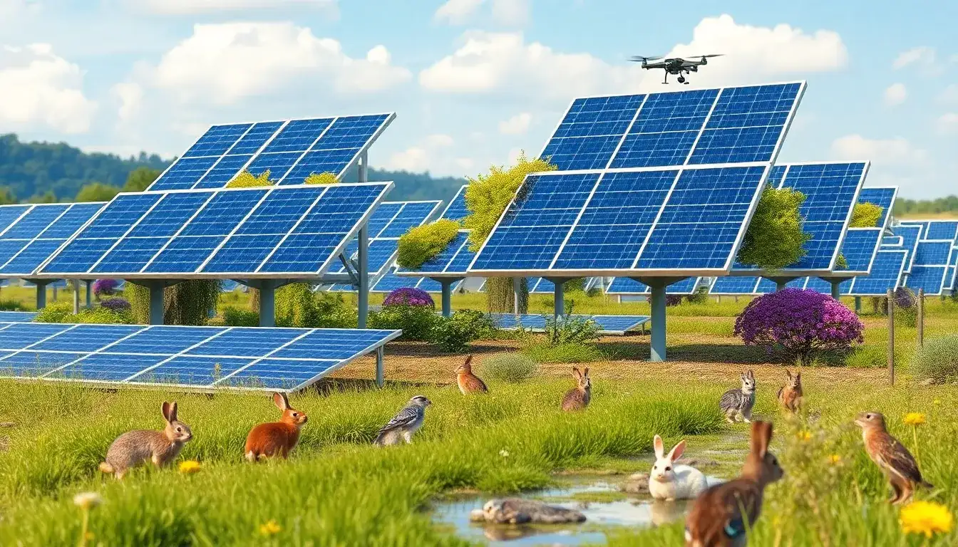What are some innovative methods used in solar projects to conserve wildlife
