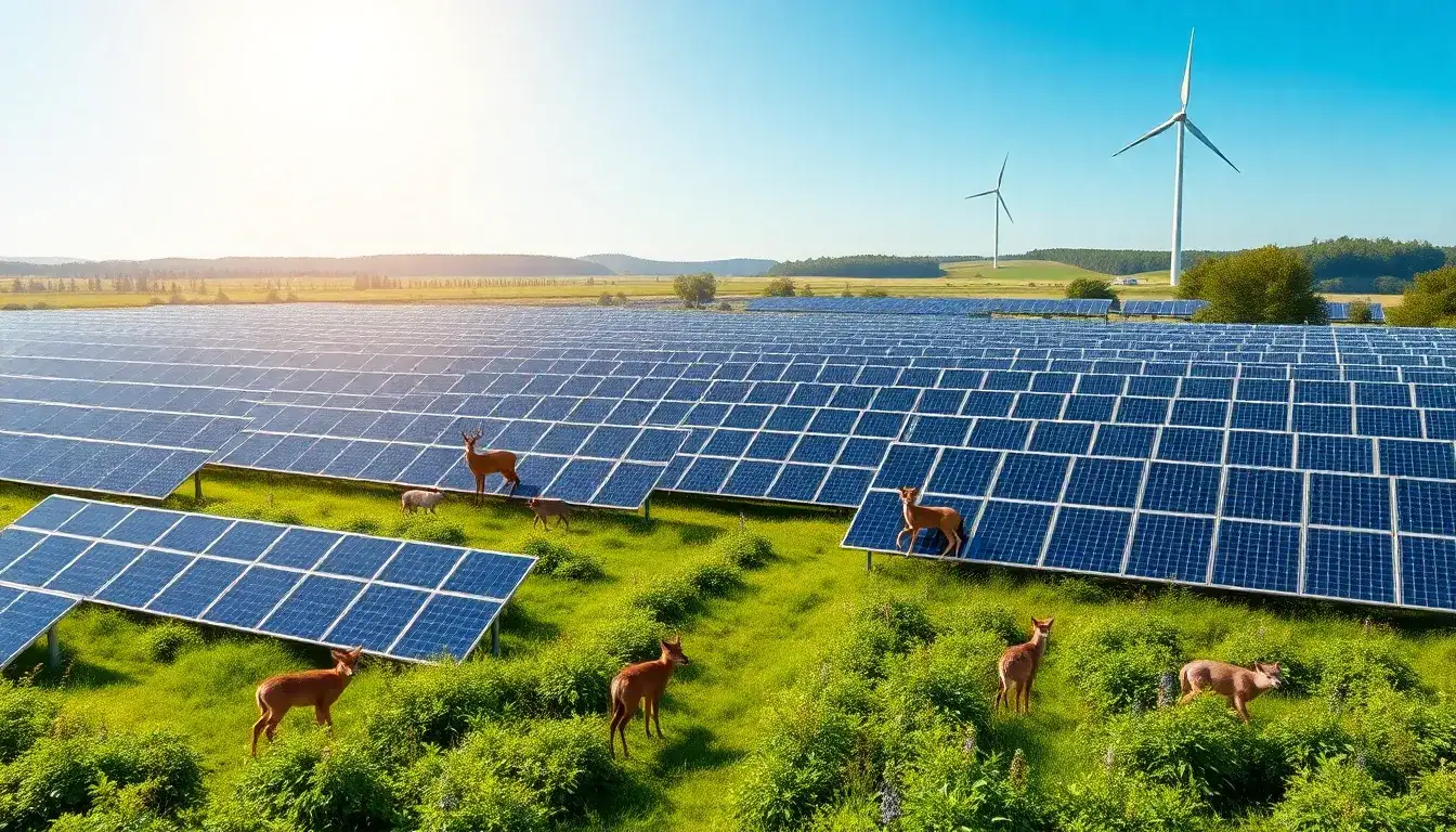 How do solar projects balance energy production with wildlife conservation