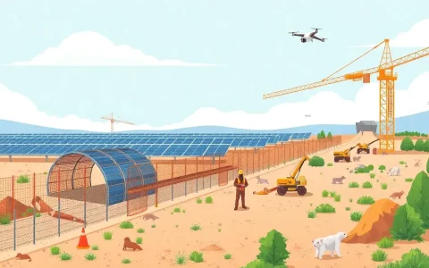 What are the most effective measures to reduce wildlife mortality during solar farm construction