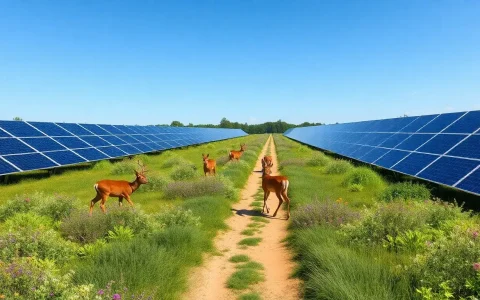 How can solar farms be designed to include wildlife corridors