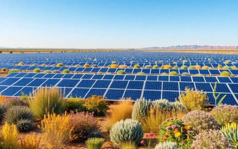 What types of native vegetation are typically used in solar farms