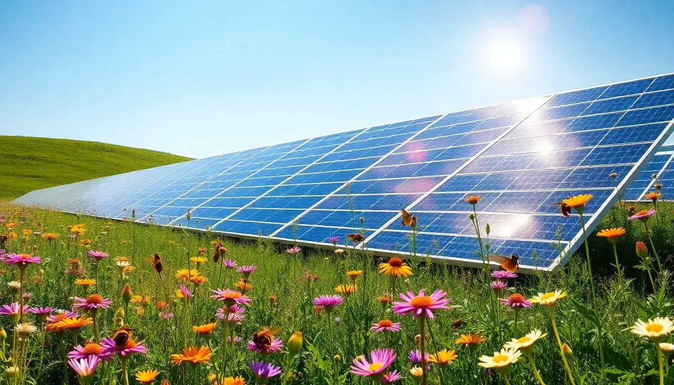 How do solar farms impact local pollinator populations