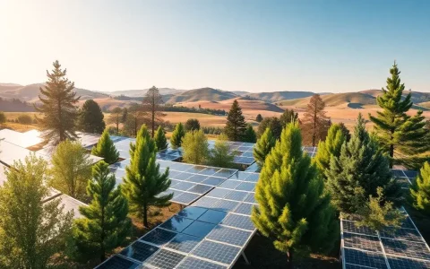 Are there specific tree species that are better suited for noise reduction in solar facilities