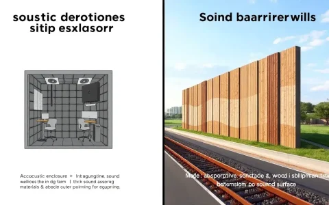 What are the main differences in design between acoustic enclosures and sound barrier walls