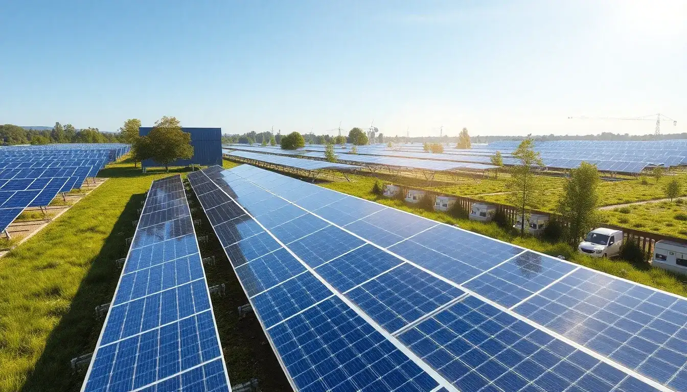 What role do noise-absorbing materials play in reducing sound transmission in solar facilities