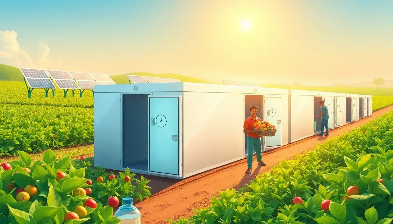 How does solar-powered cold storage reduce post-harvest losses