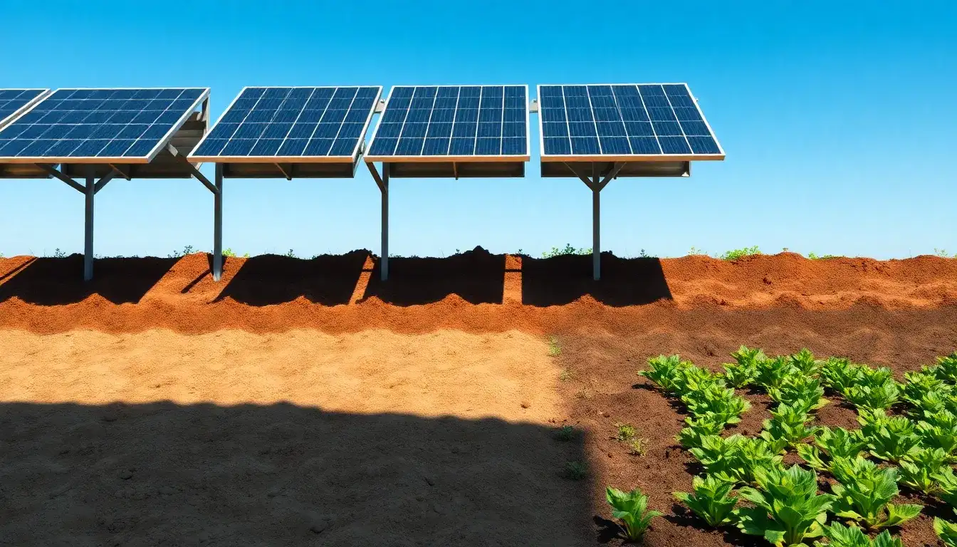 How does the shade from solar panels affect water retention in soil