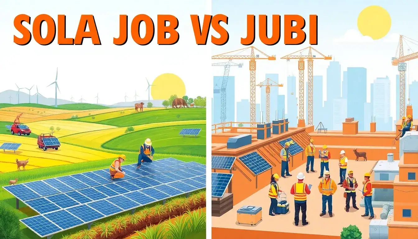How do solar energy jobs in rural areas compare to those in urban areas