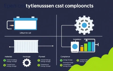 What are the main cost components for different types of energy storage systems