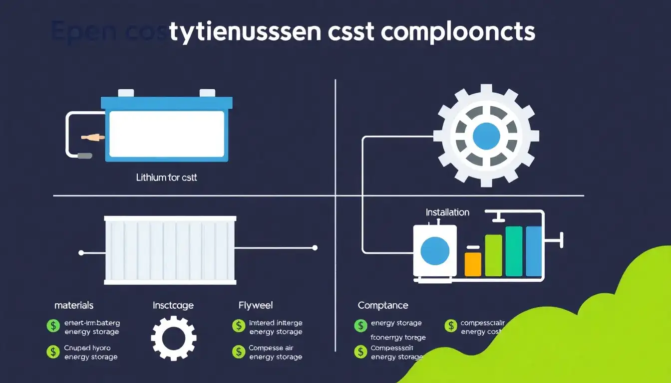 What are the main cost components for different types of energy storage systems