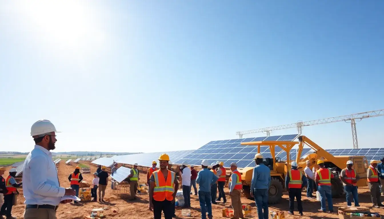 What types of jobs are created during the construction phase of solar projects in rural areas