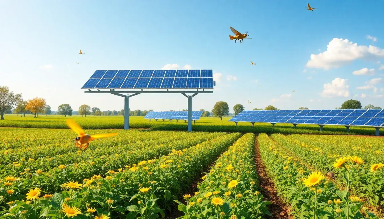 What measures can be taken to minimize the impact of solar farms on agricultural land
