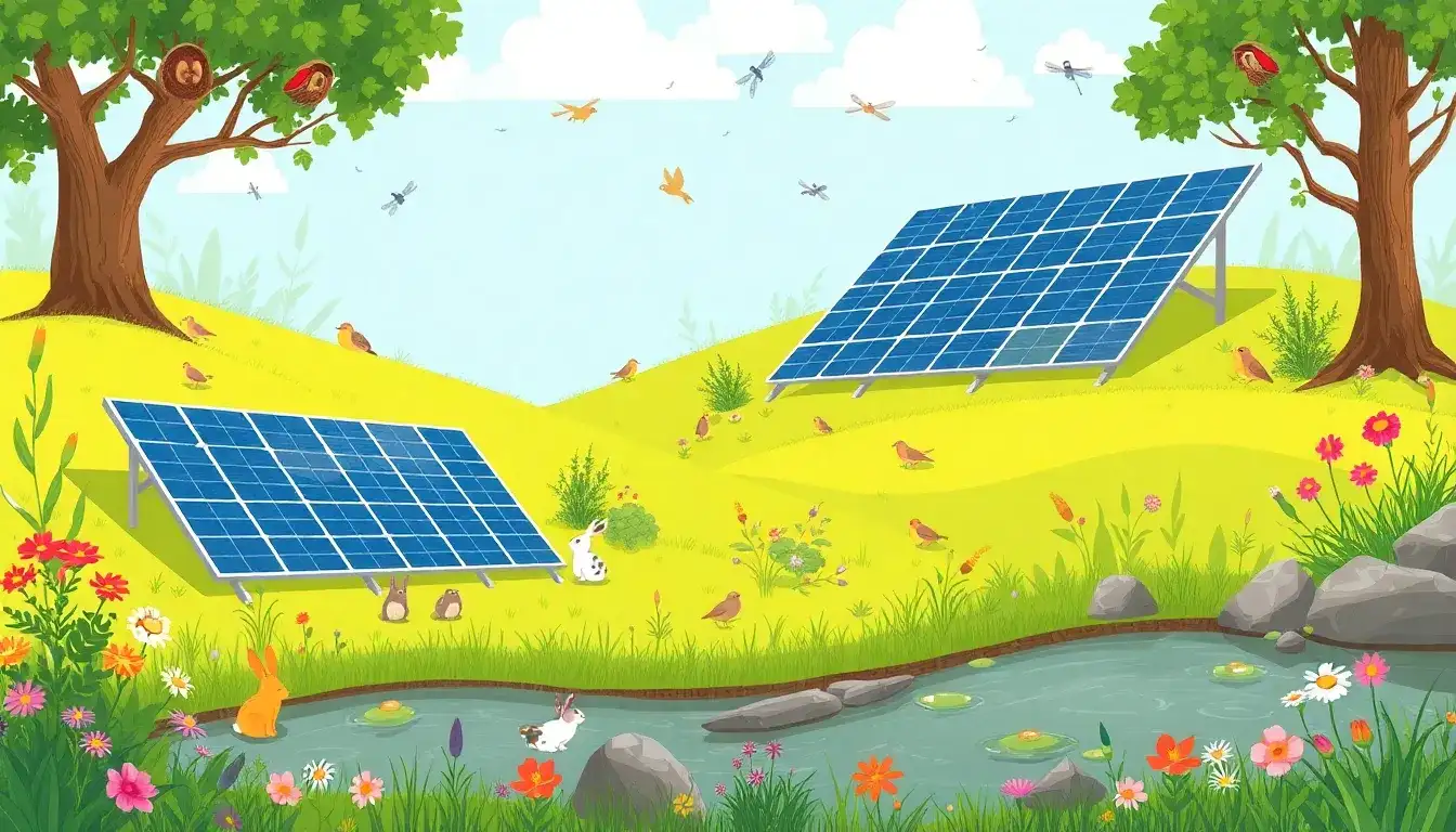 How do solar installations influence local wildlife and ecosystems