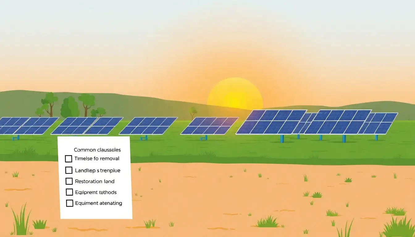 What are the common clauses in solar land lease agreements regarding decommissioning