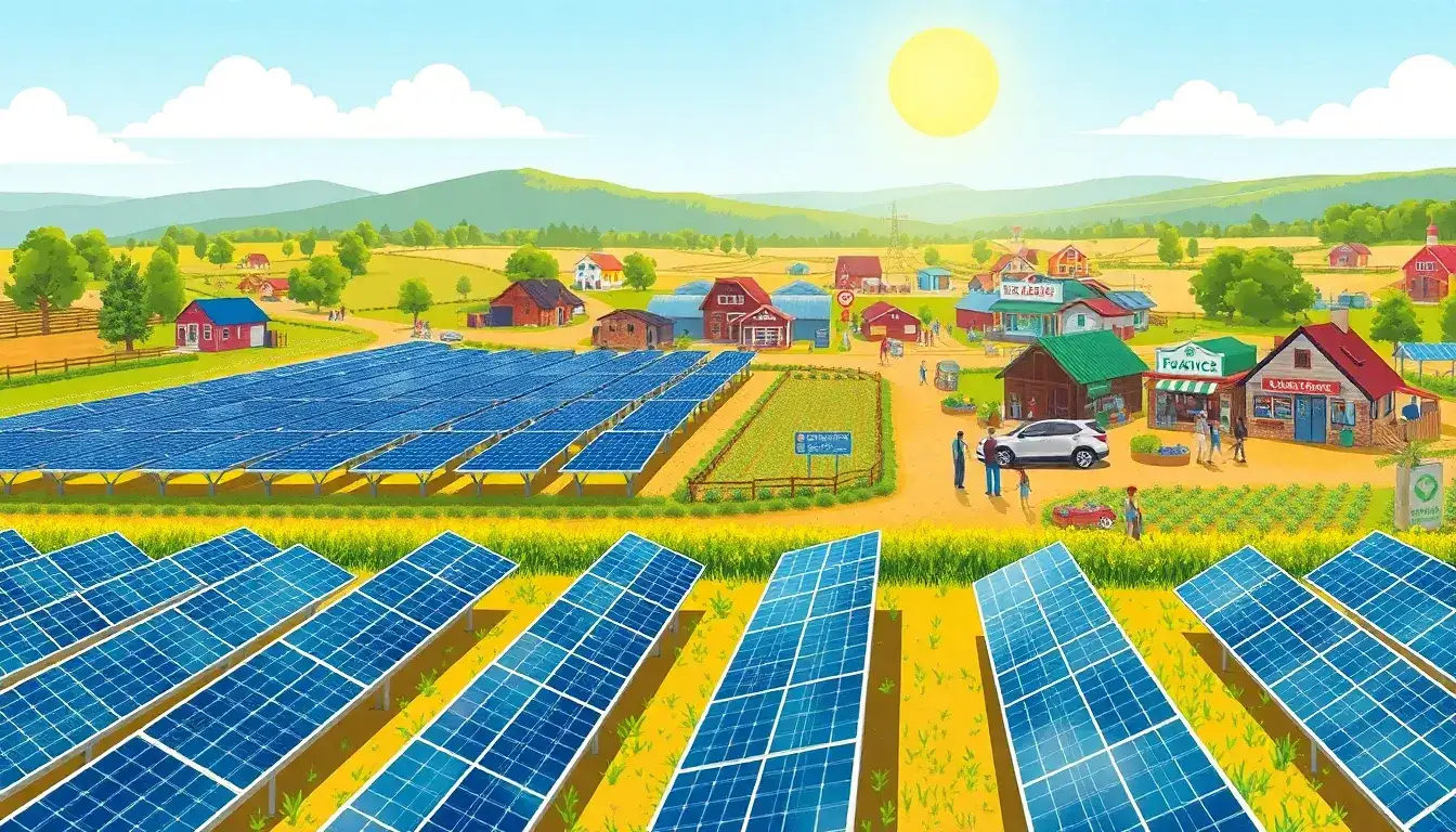 How do solar energy projects benefit local businesses in rural areas