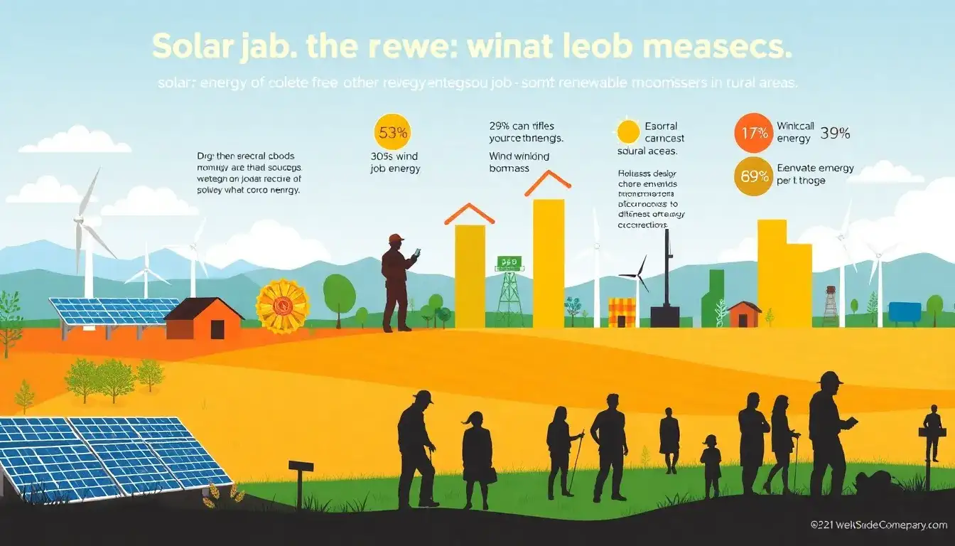 How does solar energy job creation compare to other renewable energy sources in rural areas