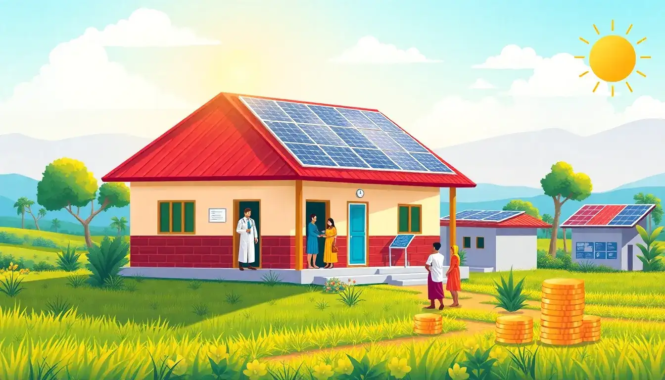 What are the economic benefits of solar energy for rural healthcare