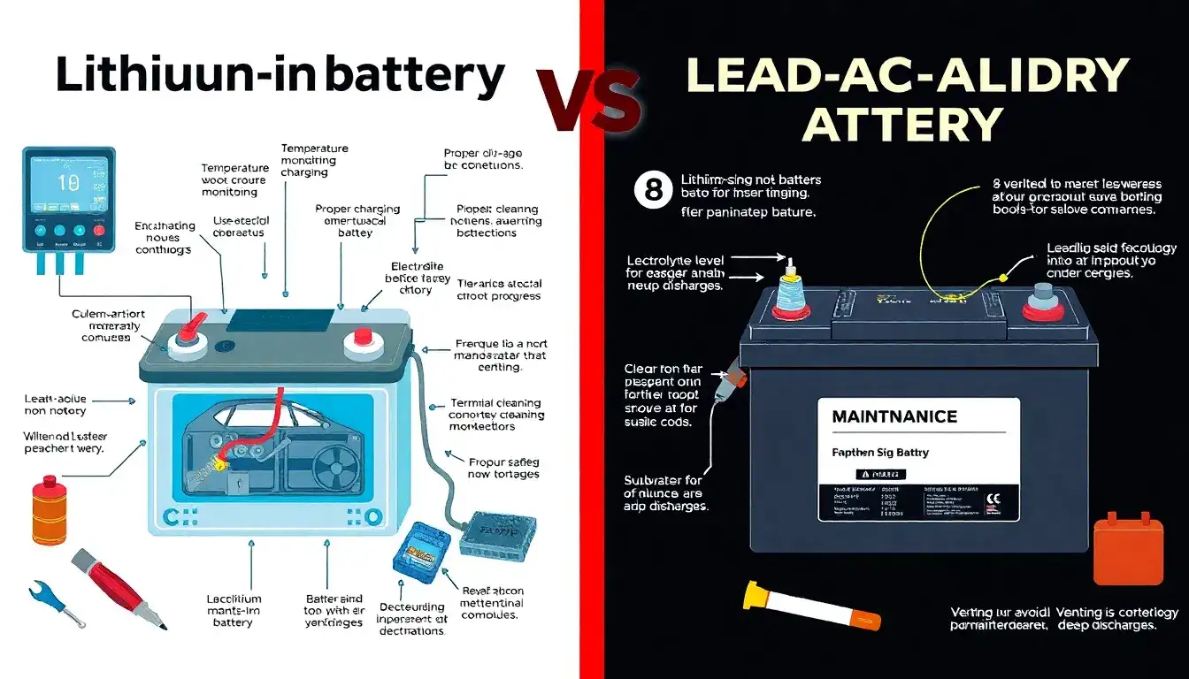 What are the maintenance requirements for lithium-ion batteries versus lead-acid batteries