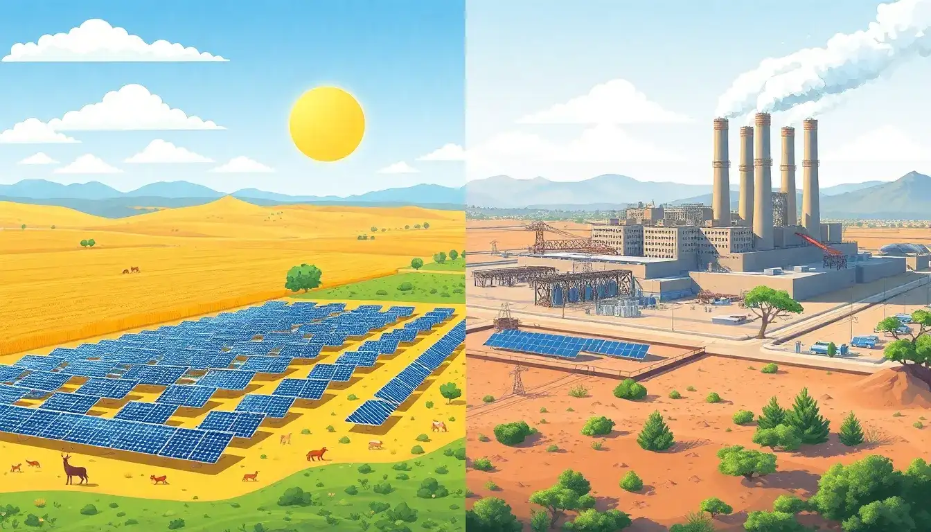 How does the land use required for photovoltaic systems compare to that needed for fossil fuel-based power plants