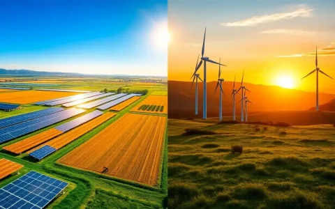 How does the land use for solar farms compare to wind farms