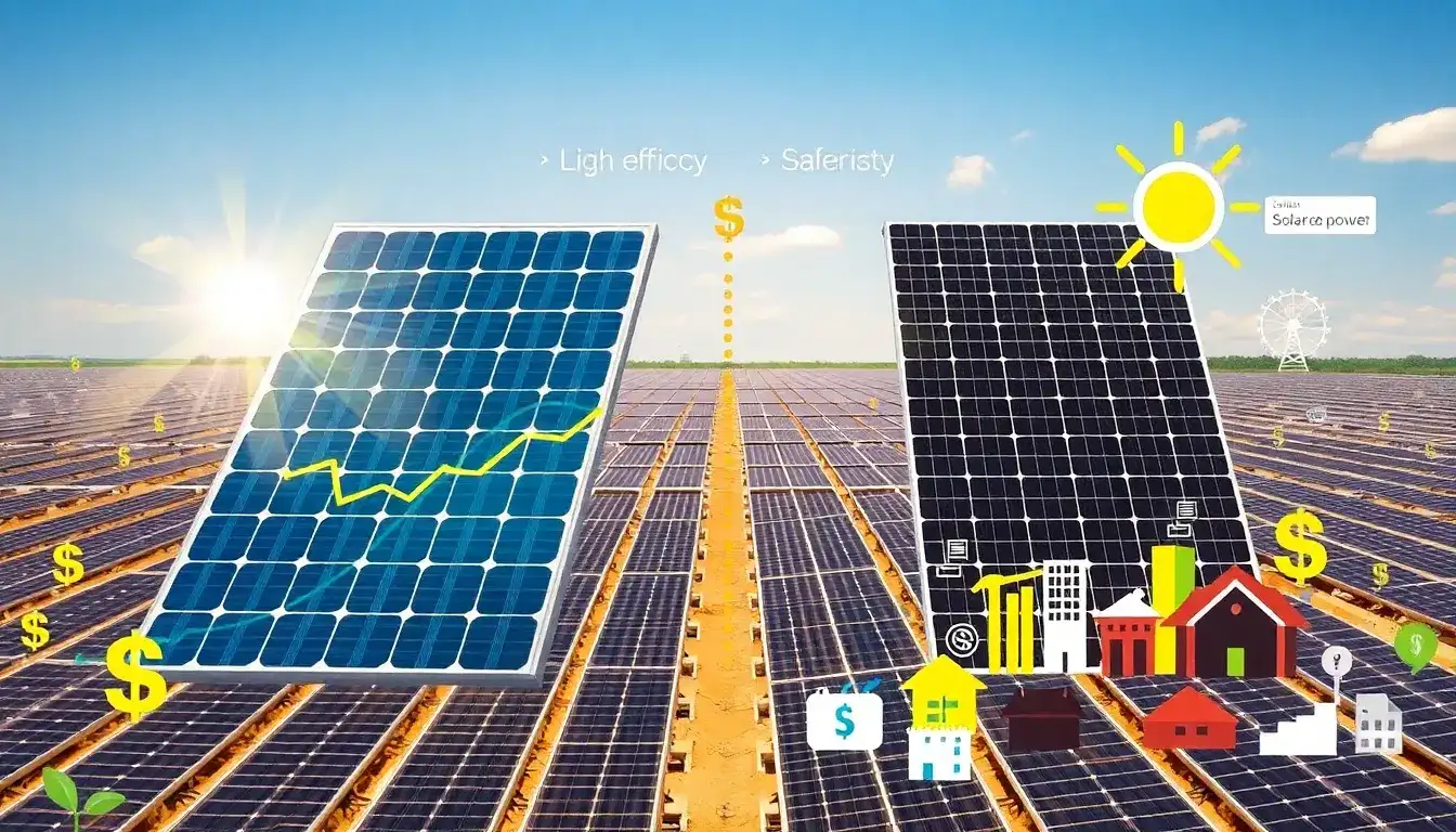 How does the efficiency of solar panels impact the overall cost of solar energy