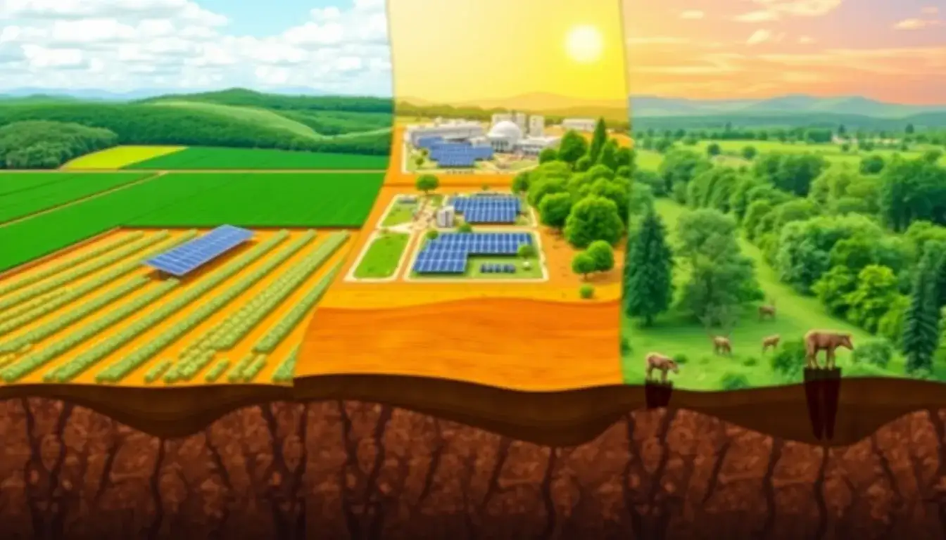 What are the environmental impacts of different solar farm land uses