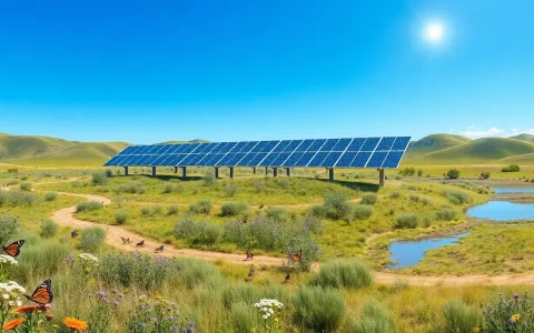 How can large-scale solar projects be designed to minimize habitat loss and ecosystem disruption