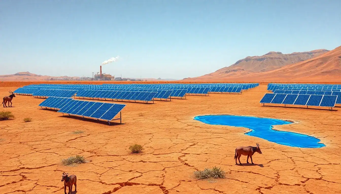 How does the water usage in solar panel production affect arid regions