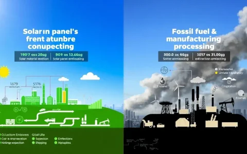 How do the greenhouse gas emissions from solar panel manufacturing processes compare to those from fossil fuel extraction and processing
