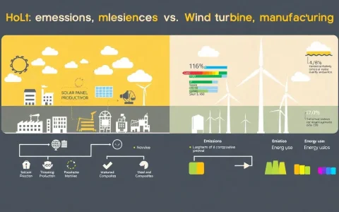 How do the emissions from solar panel manufacturing compare to those from wind turbine manufacturing