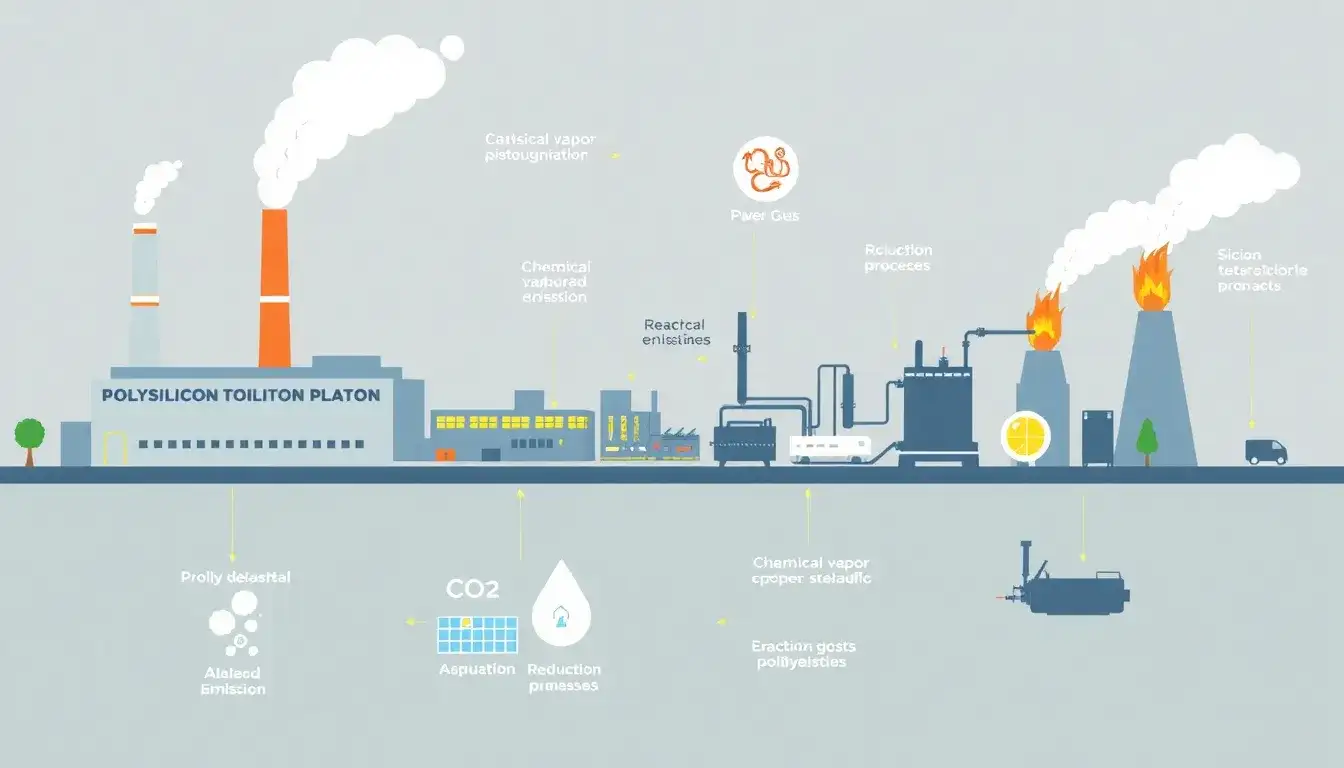 What are the main sources of emissions in the polysilicon production process