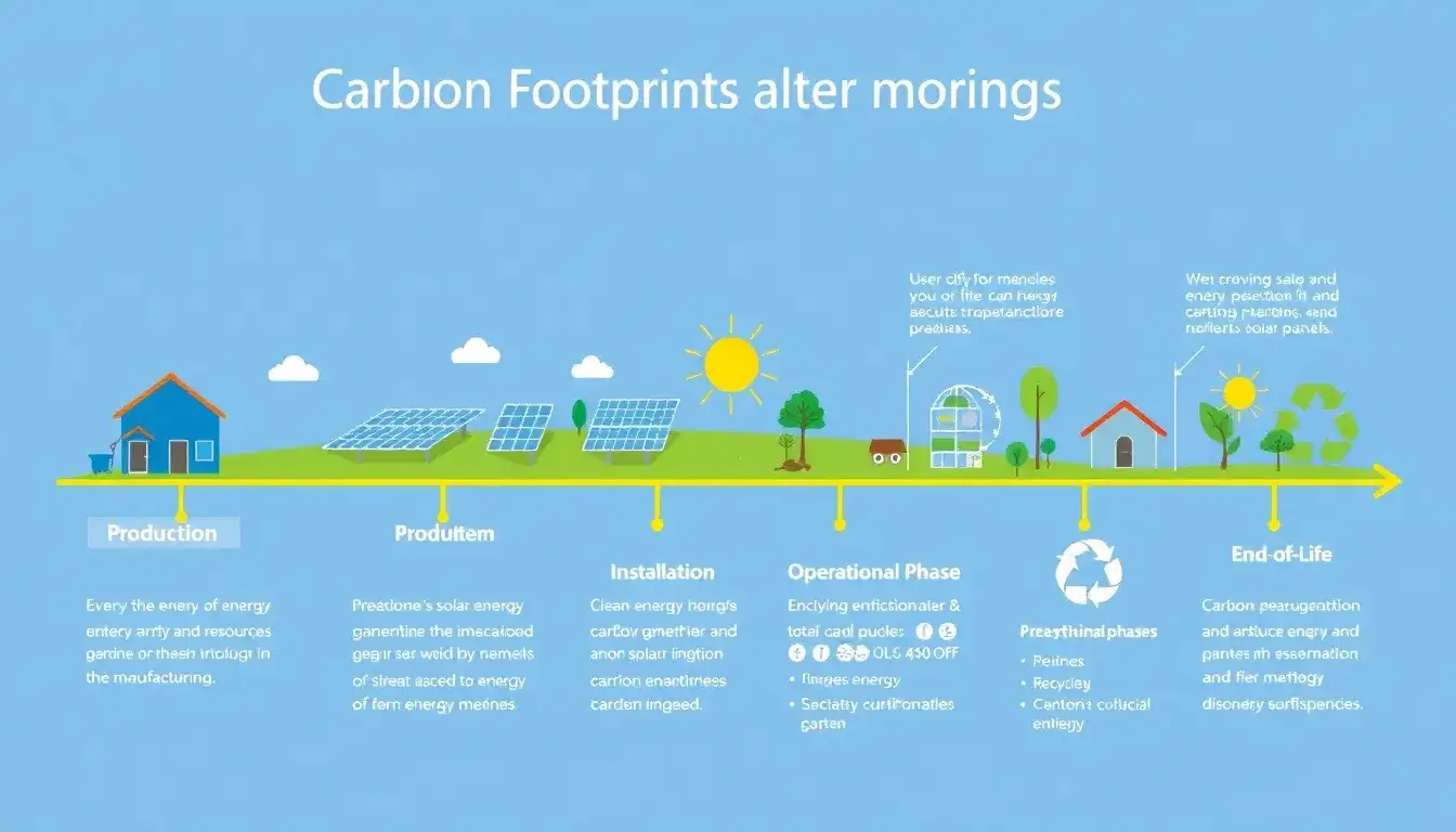 How does the carbon footprint of solar panels change over their lifespan
