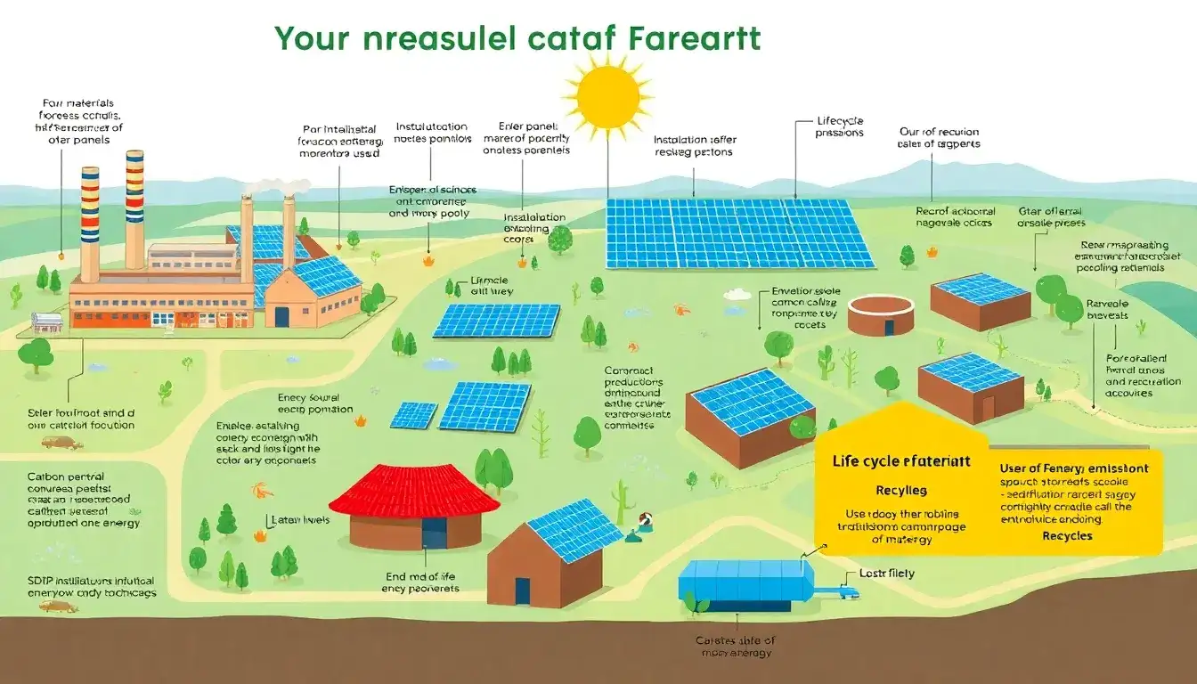 What are the main factors that influence the carbon footprint of solar panels during their lifespan