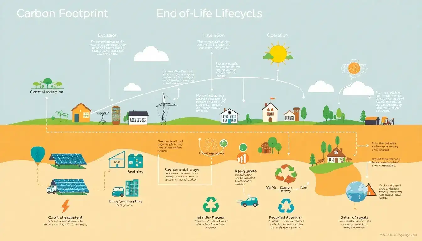 How does the carbon footprint of solar panels change over their different lifecycle stages