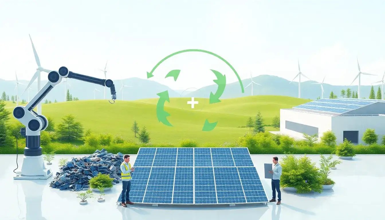 How does solar panel recycling contribute to a circular economy