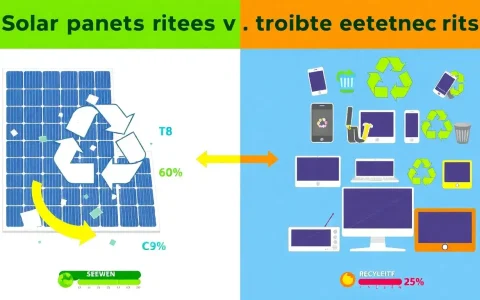 How does the recycling rate of solar panels compare to other electronics
