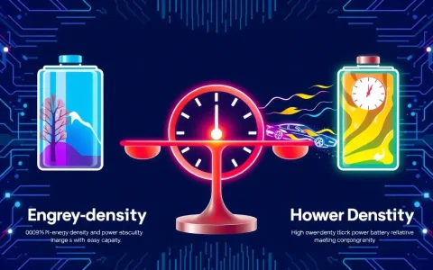 What are the trade-offs between energy density and power density in batteries