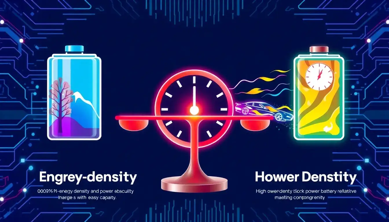 What are the trade-offs between energy density and power density in batteries