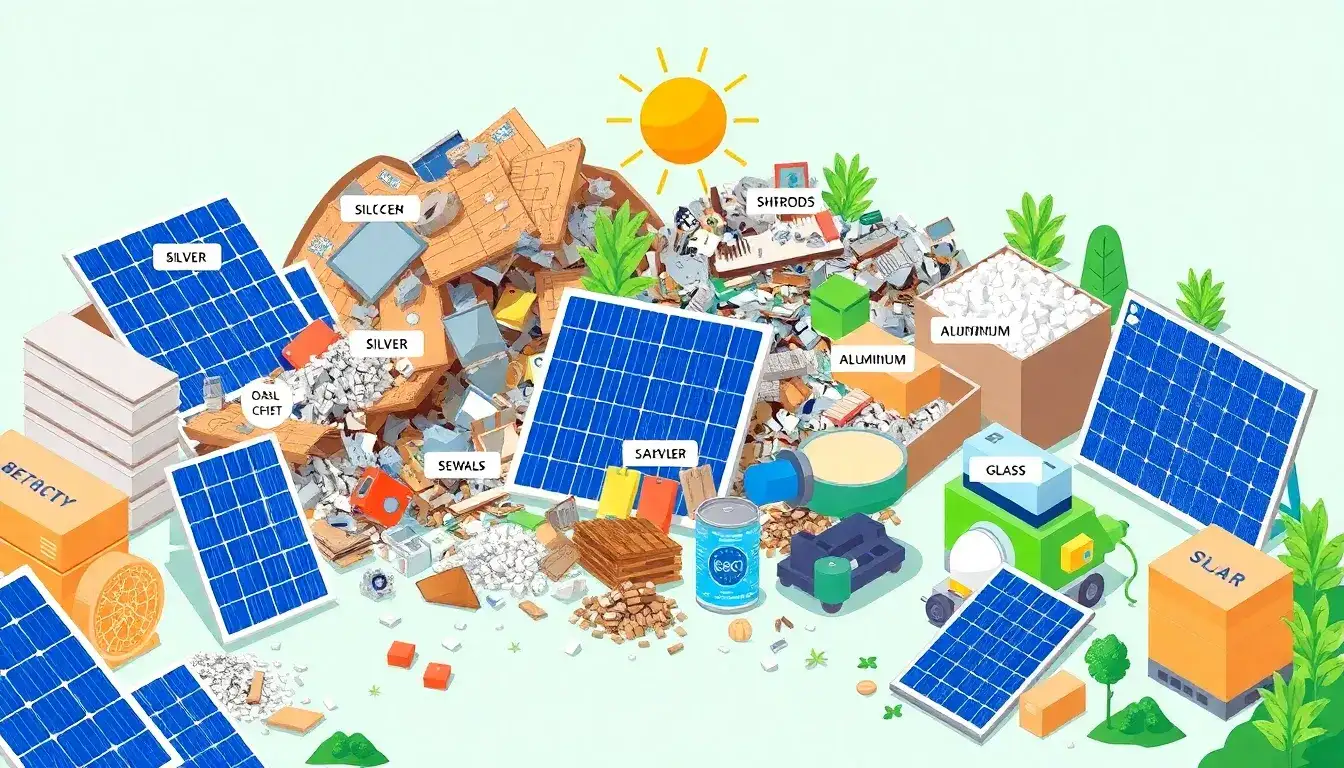 What materials are most commonly recovered from recycled solar panels
