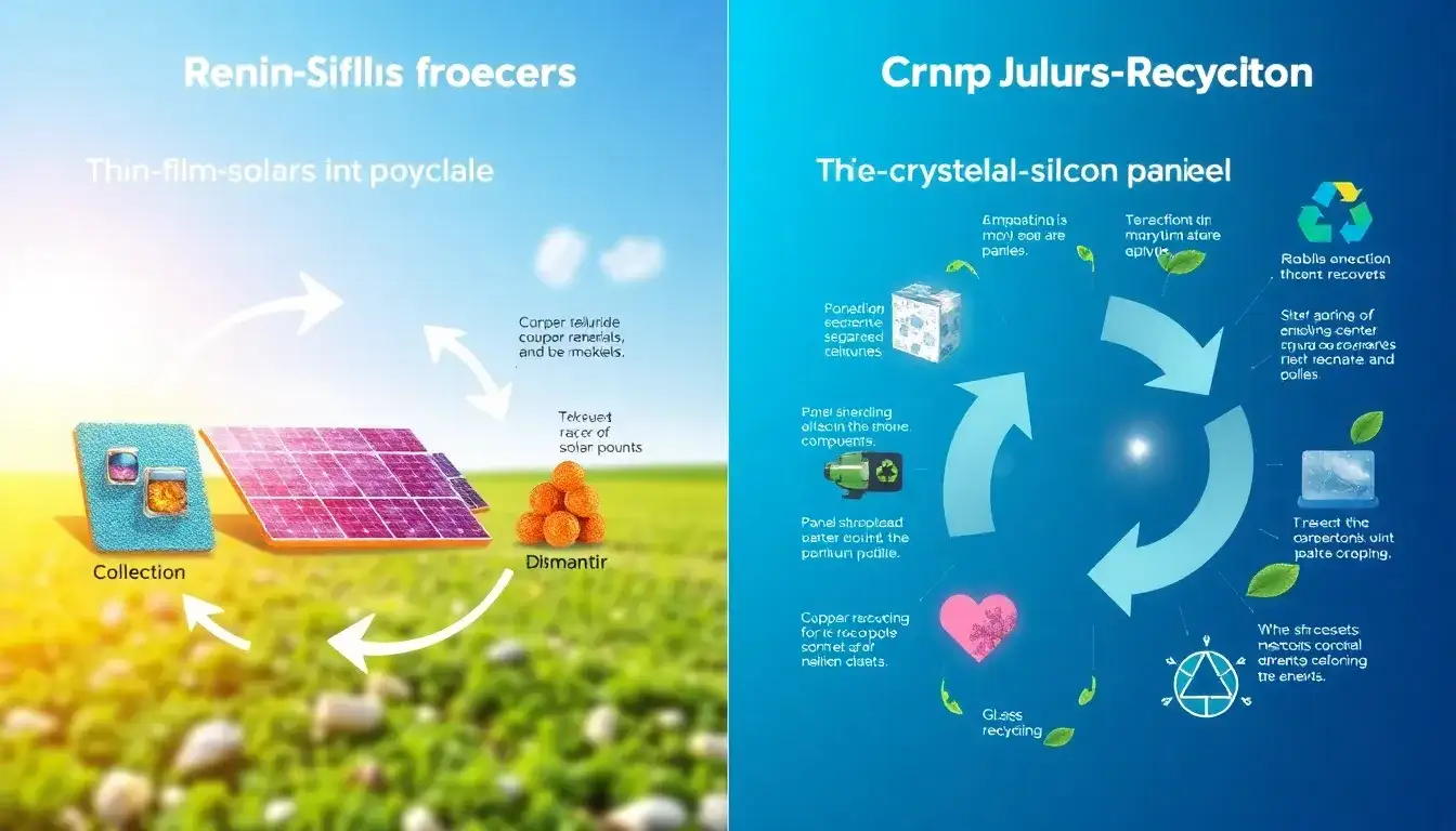 How is the recycling process for thin-film solar panels different from crystalline-silicon panels