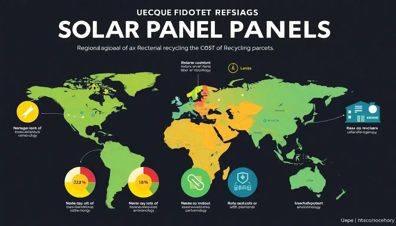 How does the cost of recycling solar panels vary by region