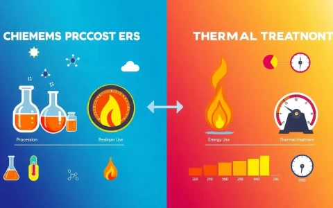 How does the energy consumption of chemical treatment compare to thermal treatment