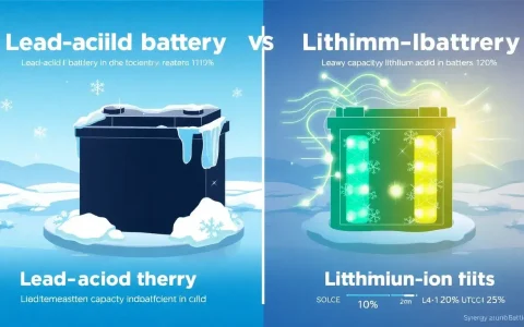 How do lead-acid batteries perform in cold climates compared to lithium-ion batteries