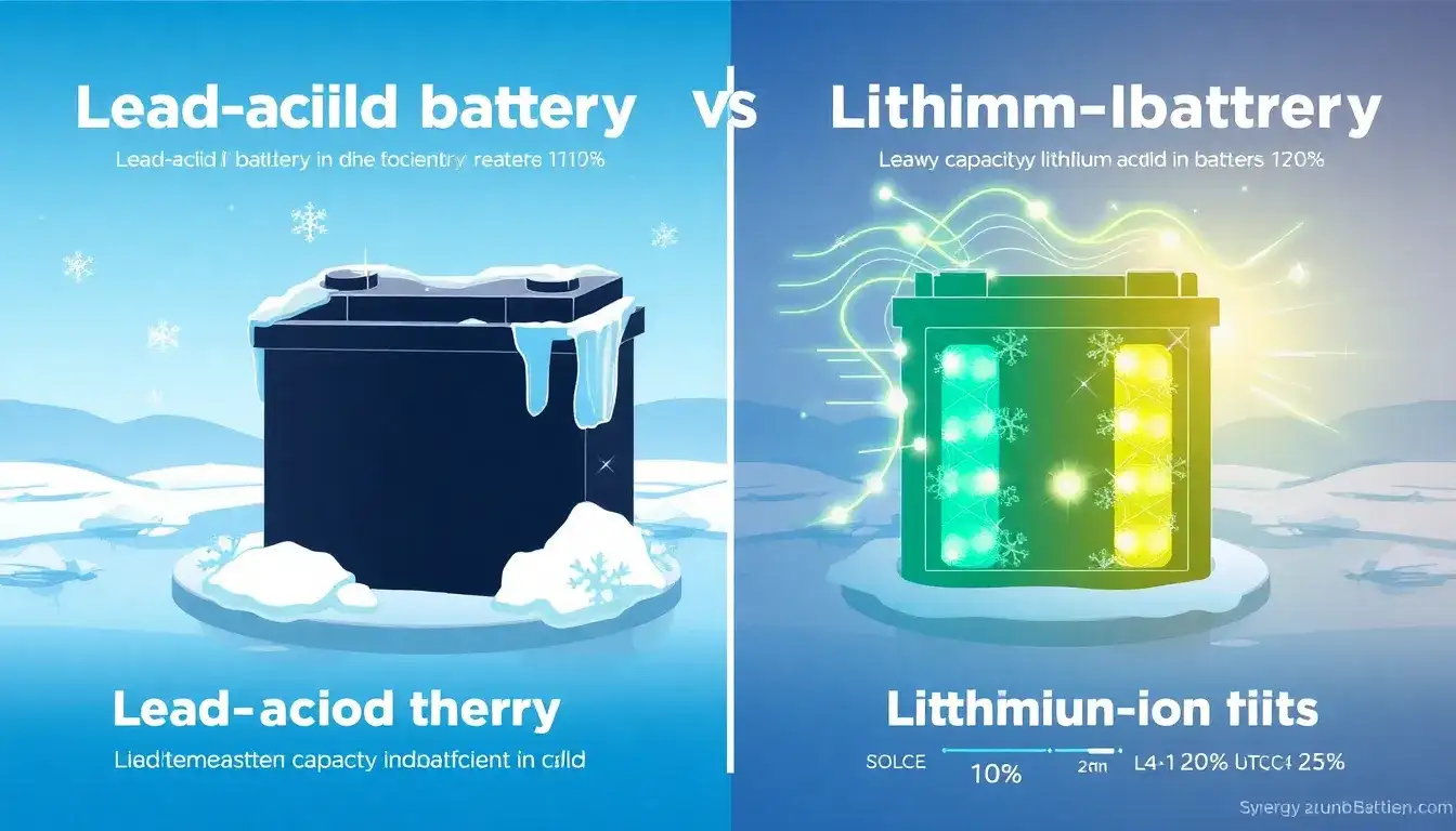 How do lead-acid batteries perform in cold climates compared to lithium-ion batteries