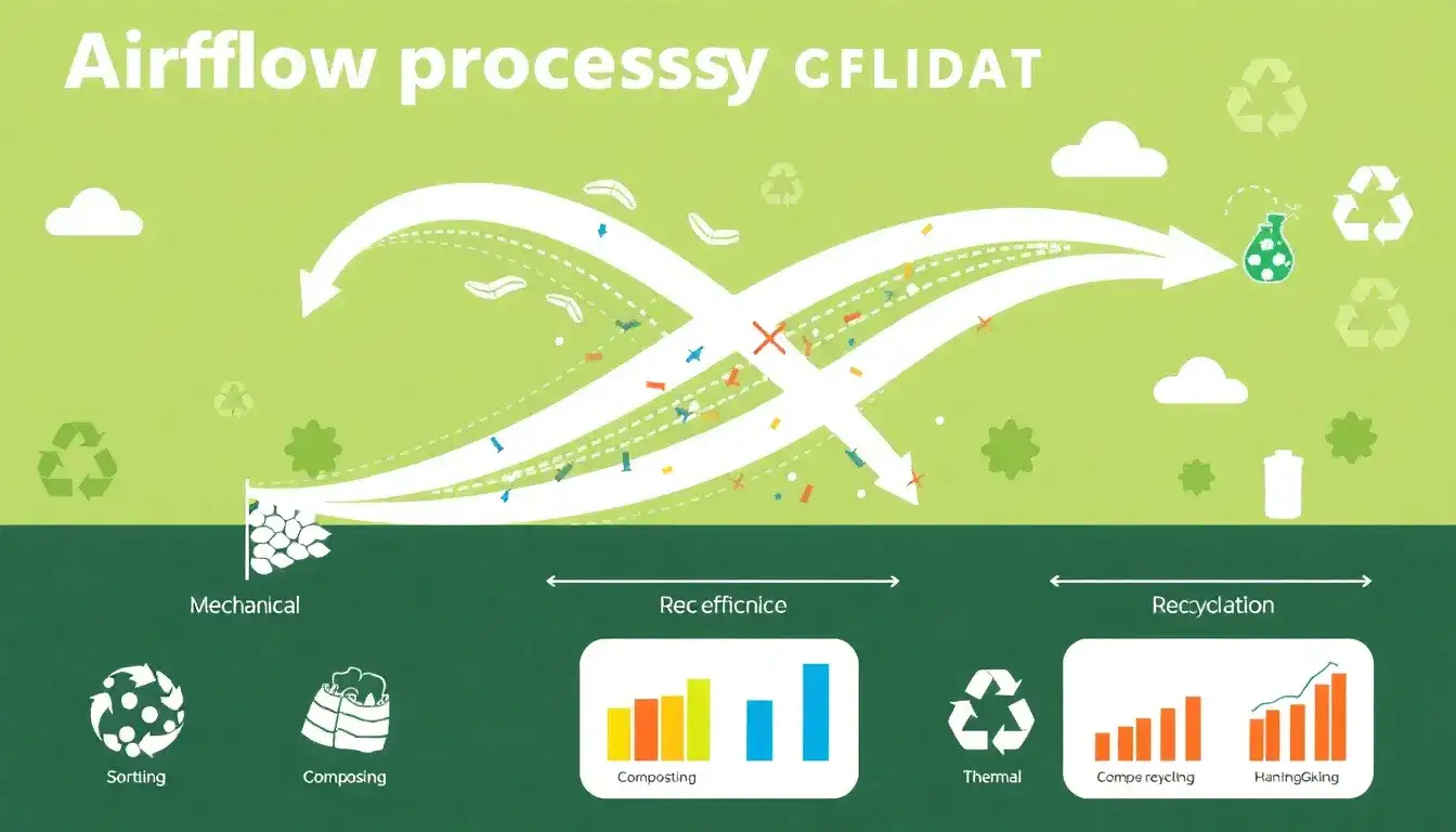 How does airflow processing compare to other recycling methods in terms of efficiency