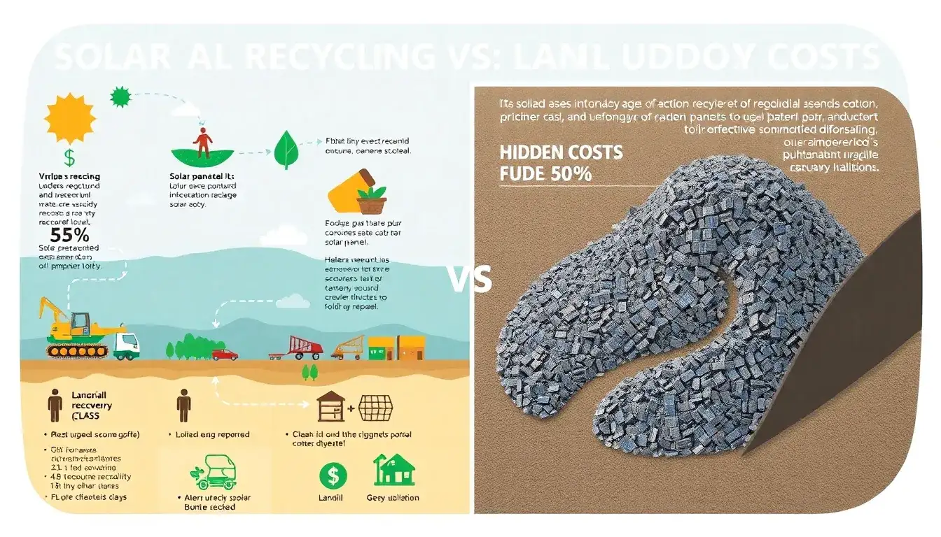 How does the cost of recycling solar panels compare to landfill disposal