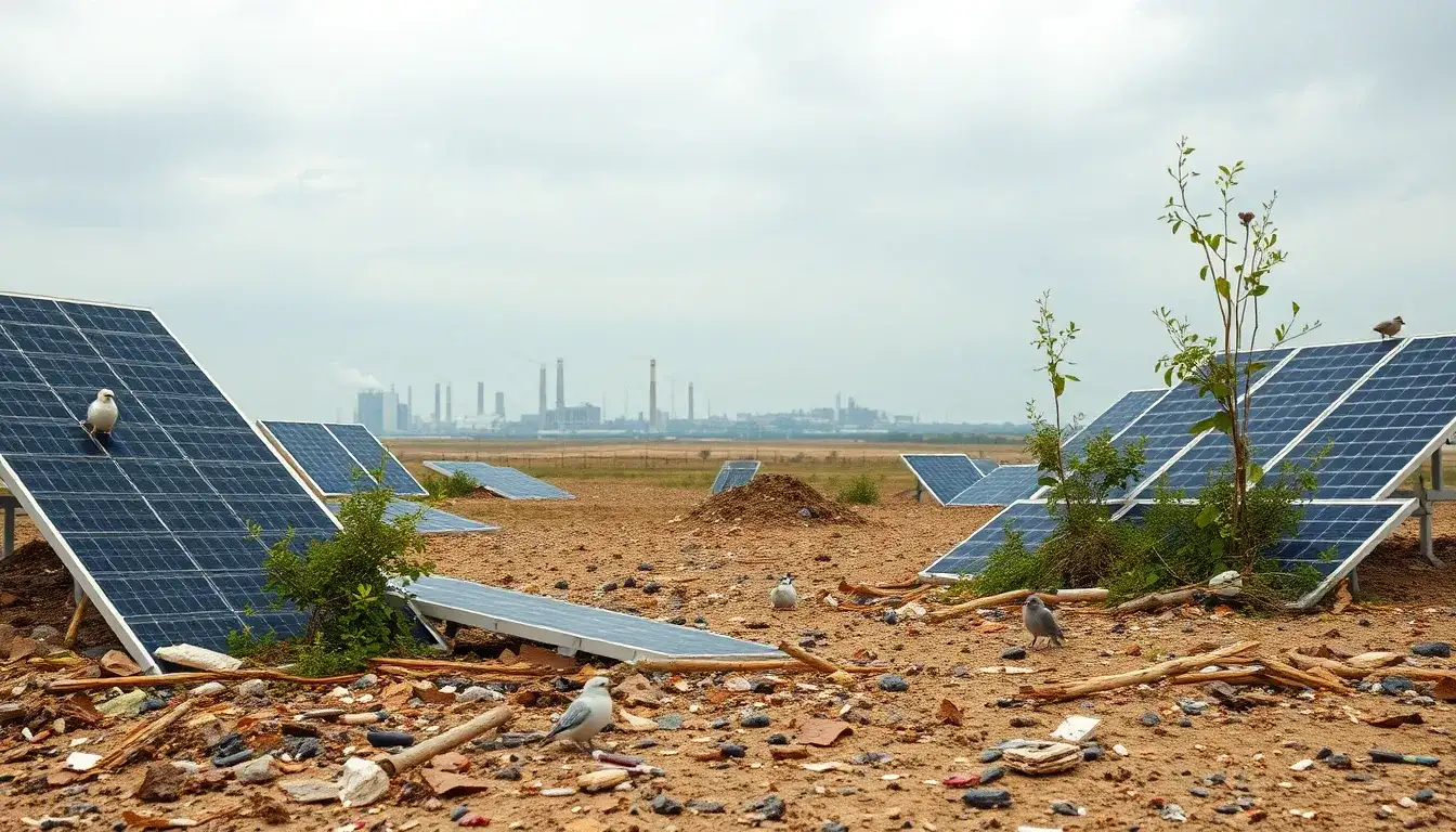 How does the lack of recycling infrastructure impact the environmental sustainability of solar energy